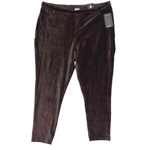 NWT Avenue Women's Your Fit Plus Size Brown Ribbed Velour‎ Leggings Size 26/28